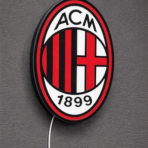 Logo en bois AC Milan LED lumineux pour les fans de football