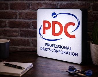 PDC Darts LED Lightbox – Professional Darts Corporation Wall Light – Game Room Decor