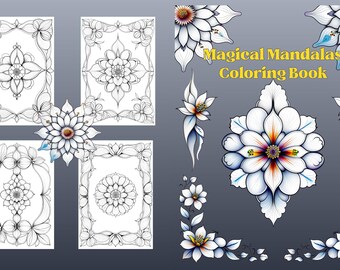 Páginas mágicas para colorear mandalas imprimibles inspiradas en patrones de alfombras persas.