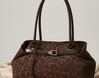 Leopard Print PU Leather Shoulder Bag for Women | Trendy Tote Handbag