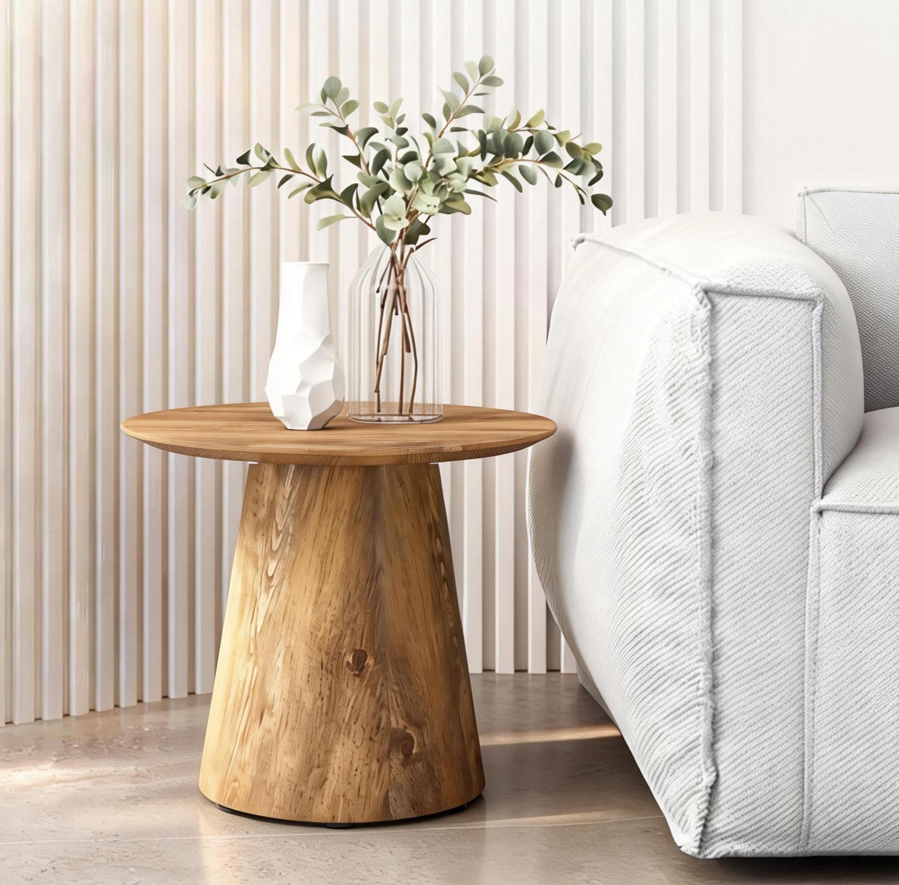 Wood Round Side Table, Modern Minimalist End Table, Laptop Table ...