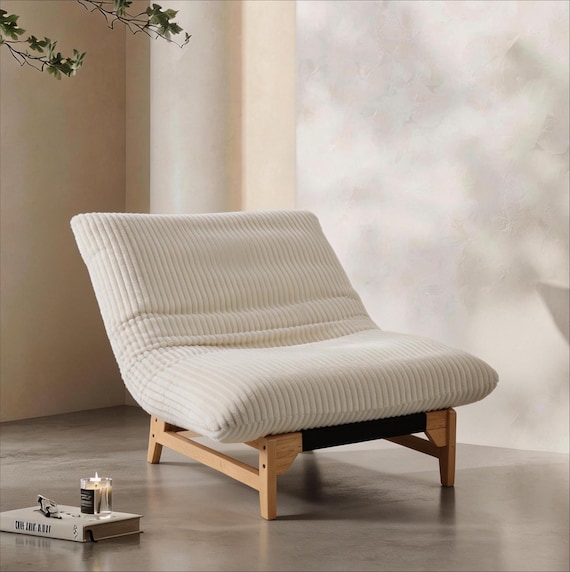 Cozy Corduroy Lounge Chair, Minimalist Wooden Accent Furniture