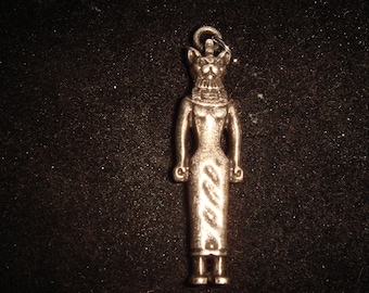 Pewter Standing Bastet Egyptian Mother of Cats w/Bast Kitty Toggle Grt Piece4Altar or Wear