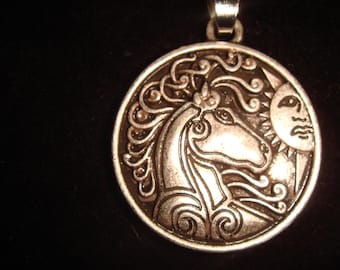 Pagan Celtic Scottish Horse Rhiannon Epona Double Sided w Triquetra toggle
