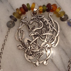 Large Nord Celt Pagan Wolf w Intricate Celt Knotwork & Triskel toggle