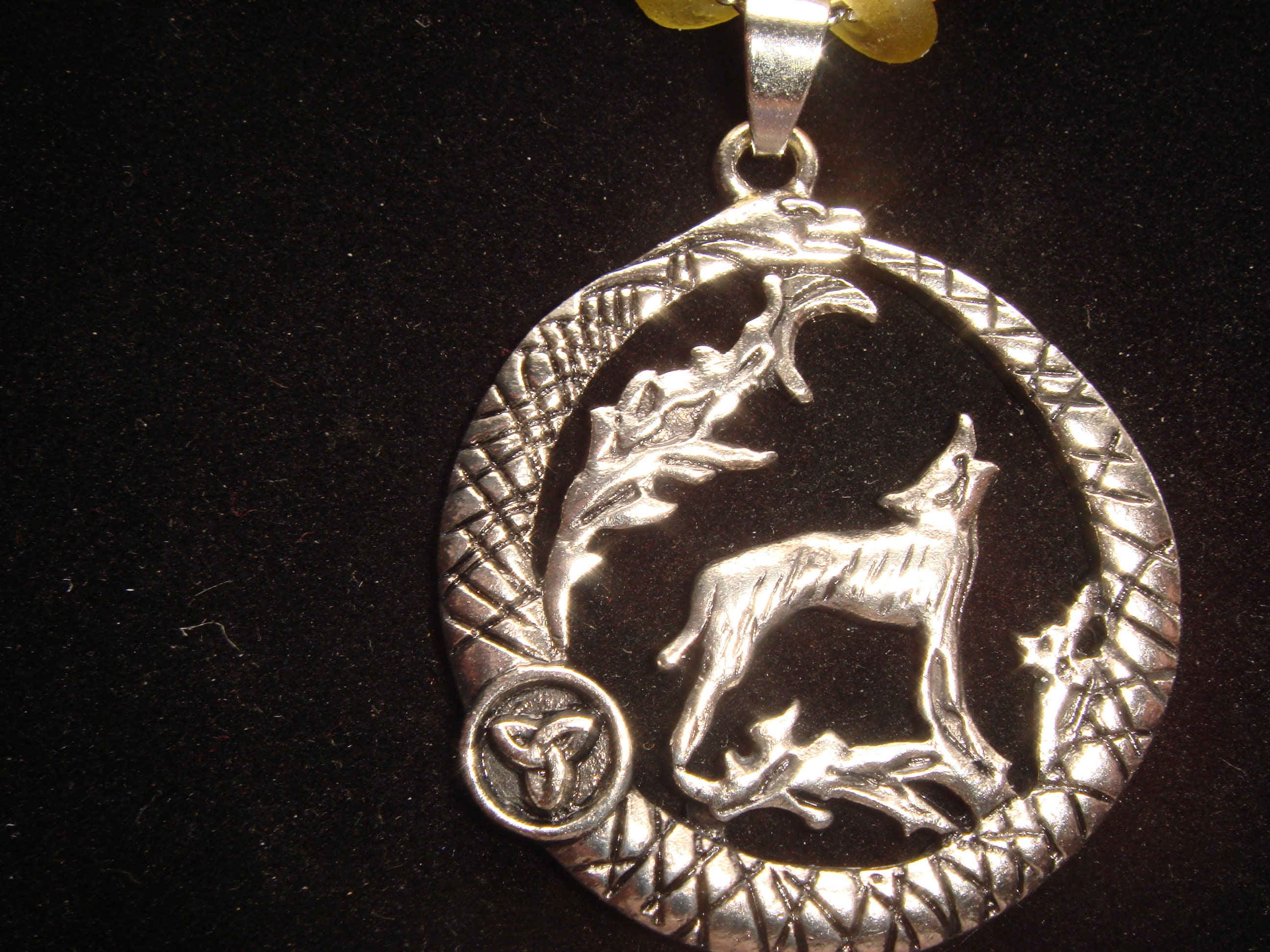 Pewter Nordic Celtic Wolf Howling at Moon in Woods With | Etsy