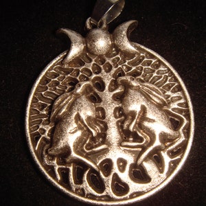 Triple Moon Hares Admiring World Tree Pendant w Bunny Toggle
