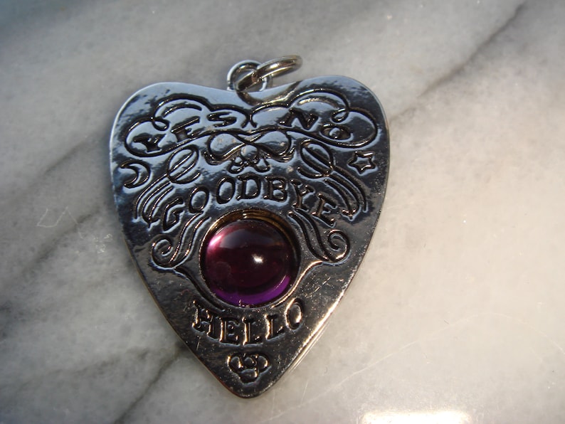 Choice of Stainless Planchette Design w Vintage Bohemian Glass Cabochon n choice of colors Necklace Oe Buy2Special