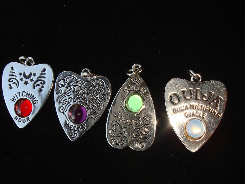 Choice of Stainless Planchette Design w Vintage Bohemian Glass Cabochon n choice of colors Necklace Oe Buy2Special