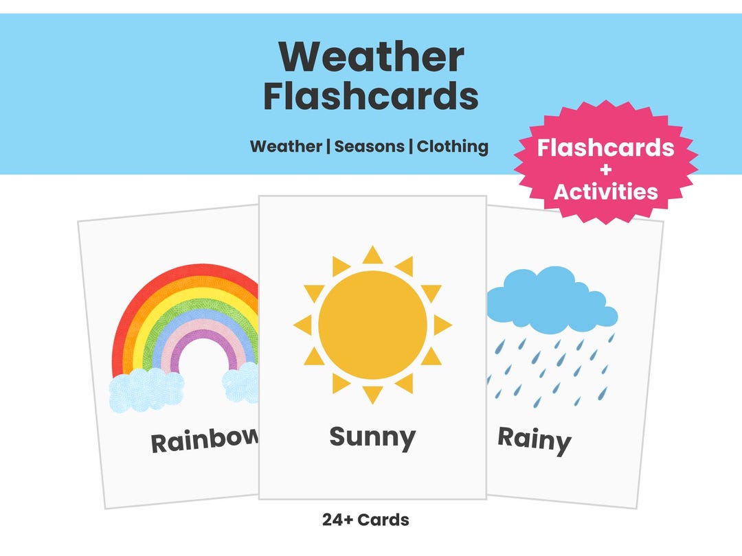 Weather Flashcards Printable | Preschool Learning Cards | Weather ...