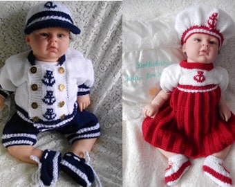 Knitting PATTERN  36 & 48 Sailor Sets PDF Format