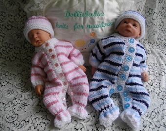 PDF Knitting PATTERN No.28 Micro Preemie - 0/3 Months Unisex All in One/Onesie/Romper/Sleepsuit Set