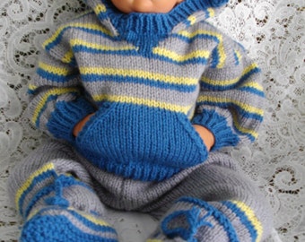 PDF Knitting PATTERN No. 14 Unisex 0-3 Month Old Track Suit