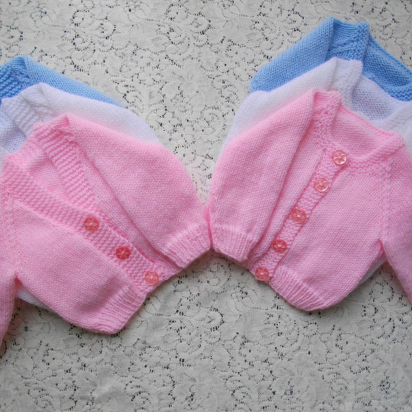 PDF Knitting Pattern No. 1 Multi Size Classic V or Round Neck Raglan Baby or Reborn Doll Cardigan