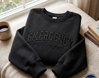 Op maat geborduurd sweatshirt met ronde hals spoedafdeling, cadeau voor spoedverpleegster