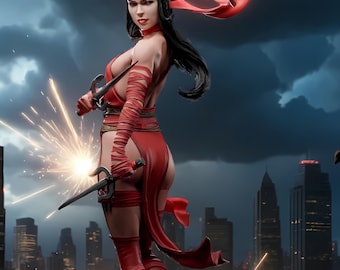 Figura de impresión 3D STL de Shadow Blade Assassin / Modelo STL de Silent Combat Dancer / Archivo STL Dangerous Sexy