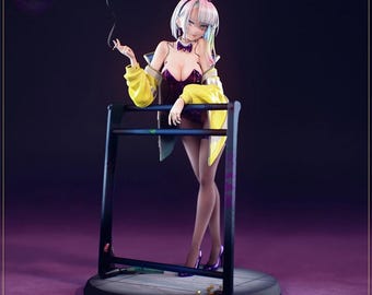 Archivo STL de chica neón cyberpunk / Waifu anime hacker STL / Figura para impresión 3D STL / Figura para impresión 3D de mujer rebelde futurista STL