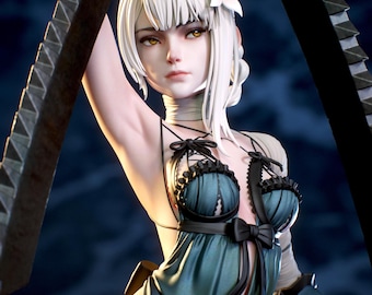 Figura de mujer guerrera feroz en formato STL / Figura de guerrera salvaje en formato STL / Modelo STL de luchadora con espada rebelde para impresión 3D / Figura de batalla de anime en 3D