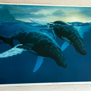 Don Mc Michael Whale Art " Full Flight" Pencil Signed, Titled  and Numbered 67/450 Lithograph, Professionally Bordered and Framed