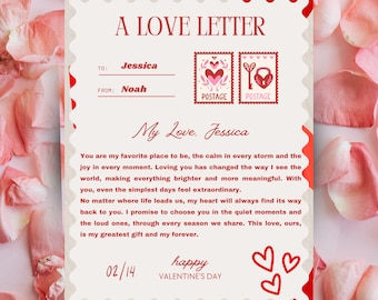 Editable Love Letter Template, Valentine Love Letter Printable, Romantic Letter Design, Custom Love Note, Valentines Keepsake PDF