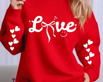 Love Bow SVG PNG, Valentine Bow Clipart, Cute Heart Bow SVG, Cricut Silhouette Cut File, Instant Download