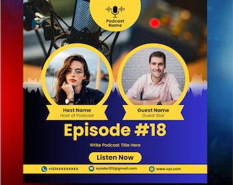 Podcast Cover Art Template Editable in Canva, 3000x3000 Square Podcast Thumbnail, Podcast Artwork Digital Download
