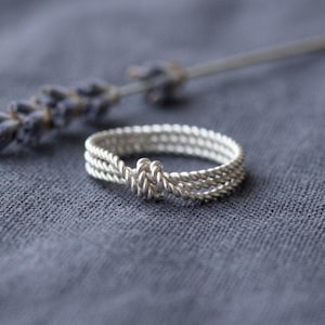 Sterling Silver Knot Ring, Triple Rope Twist Band, Handmade Twisted Wire Stacking Ring, Everyday Jewelery Gift for Her