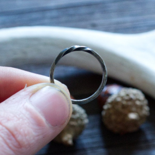 Silver Viking Ring - Viking Jewelry - Twist Ring - Viking Jewelry - Forged Ring - Twisted Sterling Silver - Blacksmith