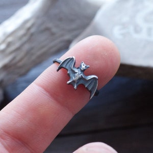 Bat Ring - Samhain - Halloween Ring - Witchy Woman - Goth Jewelry - Dainty Ring - Sterling Silver Stacking Ring