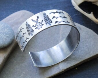 Cernunnos Bracelet - Horned God - Pagan Jewelry - Tree Branches - Pine Tree - Pagan Deity - Norse Shaman - Tribal - Deer
