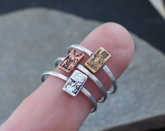 Tiny Tarot Card Stacking Ring - Witchcraft Jewelry - Goth Ring - Witchy Statement Ring - Occult - Witchcore Jewelry - The Arcana