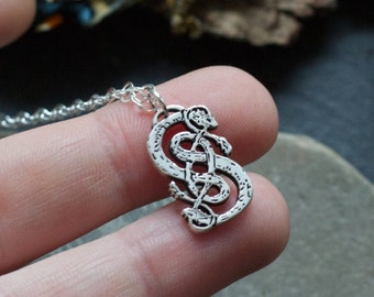 Loki Necklace Pendant - Fine & Sterling Silver - Urnes Snakes - Viking Jewelry - Viking Art - Norse Mythology - Heathen