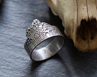 Silber Pilz Ring - Pilz Schmuck - Heilig - Morchel - Wald Liebhaber Geschenk