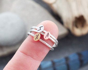Tiny Rune Ring - Viking Jewelry - Rune Ring - Viking Rune Jewelry - Norse Pagan Ring - Elder Futhark Runes