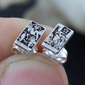Winzige Tarot Karten Ohrstecker - Hexerei Schmuck - Pagan - Okkulter - Sterling Silber, Messing oder Kupfer - Major oder Minor Arcana
