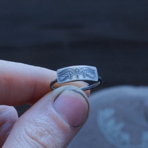 Eye of Horus + Eye of Ra Ring - Ankh - Ancient Egyptian Symbol Jewelry - Silver Ring - Dark Minimal - Gothic