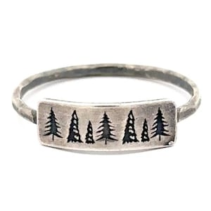Pine Tree Ring - Forest Ring - Nature Jewelry - Evergreen Tree - Fir - Pagan Symbolism - Tree Rings - Stack Ring - Winter Solstice