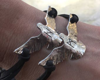Viking Bracelets - Viking Jewelry - Odins Ravens - Huginn and Muninn - Raven Jewelry - Runes - Norse - Pagan Wedding