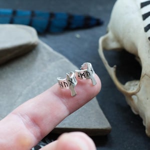 Ear Cuff Set - Huginn and Muninn - Odin's Ravens - Viking Jewelry - Elder Futhark Runes - Norse Pagan Earring - Beard Bead - Dreadlock image 3