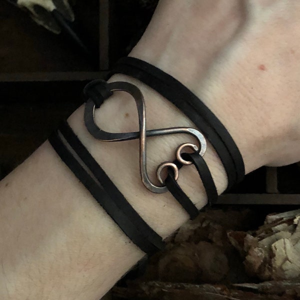 Viking Bracelet - Troll Cross - Viking Jewelry for Men and Women - Deer Leather Wrap Bracelet