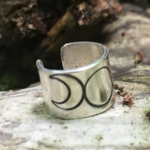 Triple Moon Goddess Ear Cuff - Silver - Triple Moon Goddess - Tiny