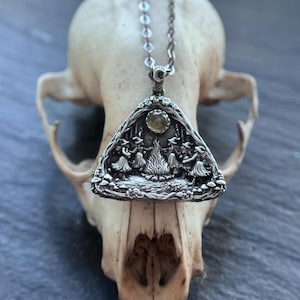 Walpurgisnacht Hexe Anhänger Pagan Schmuck Citrin Halskette Okkulter Talisman Gothic Amulett Lagerfeuer Ritualschmuck Wicca spirituelles Geschenk Bild 5
