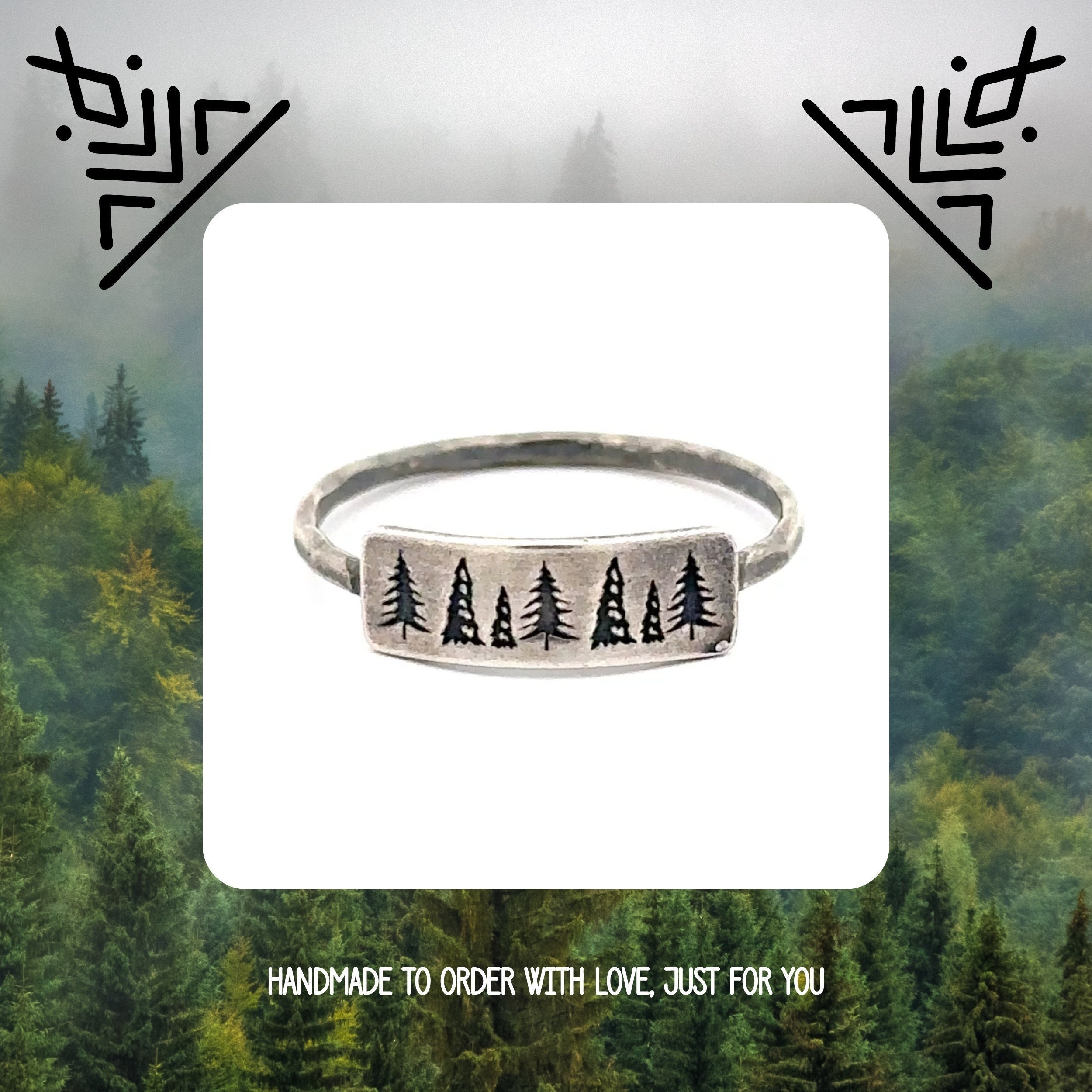 Pine Tree Ring - Forest Ring - Nature Jewelry - Evergreen Tree