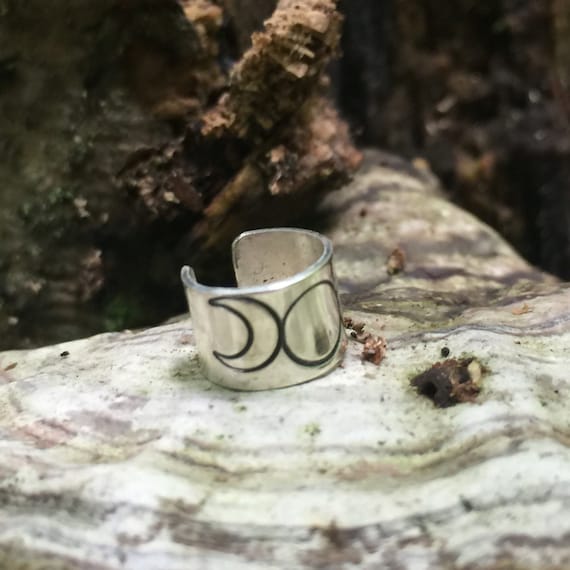 Triple Moon Goddess Ear Cuff - Silver - Triple Moon Goddess - Tiny