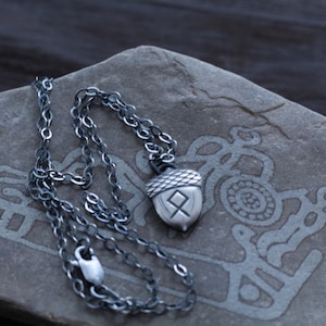 Acorn Rune Necklace - Viking Jewelry - Elder Futhark Runes - Runes ...