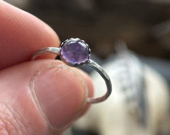 Amethyst Stacking Ring, Dainty Birthstone Jewelry, Purple Gemstone Ring, Stackable Silver Band, Gift Idea, Dainty Purple Gemstone Jewelry