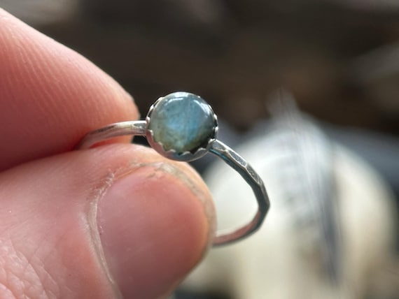 Labradorite Stacking Ring, Dainty Silver Ring, Gemstone Jewelry, Sterling Silver Gemstone Ring, Unique Gift for Her, Blue Stone Silver Ring