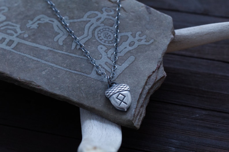 Acorn Rune Necklace Viking Jewelry Elder Futhark Runes | Etsy