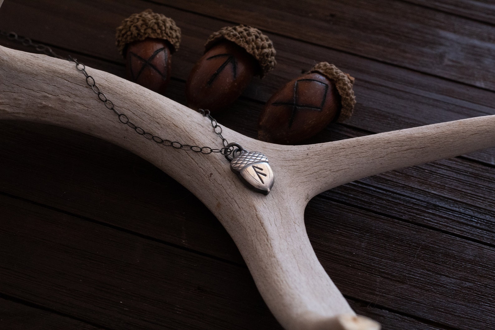 Custom Silver Rune Necklace - Acorn - Elder Futhark Runes - 18 Inch ...