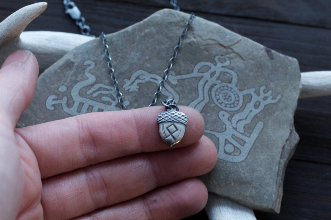 Acorn Rune Necklace - Viking Jewelry - Elder Futhark Runes - Runes ...